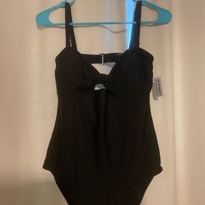 Womens Large Black One Piece Bathing Suit NWT